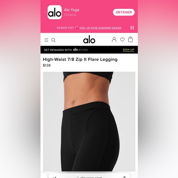 ALO High -Waist 7/8 zip It Flare legguin Size XS Black - Picture 10 of 14